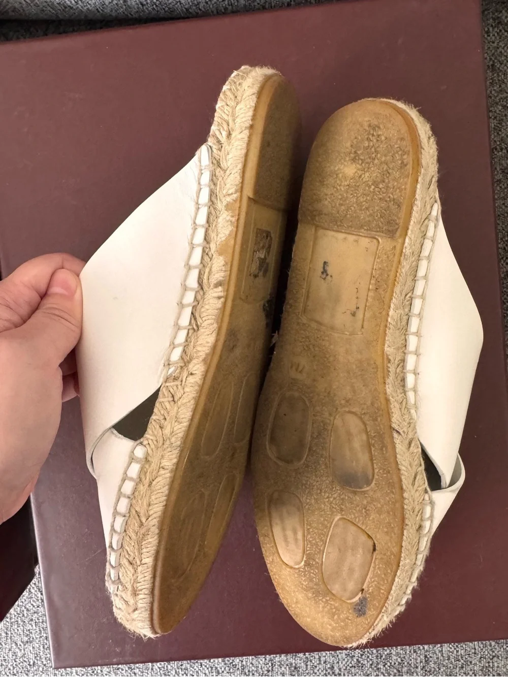 Vince Cream Leather Crisscross Espadrille Slides Size 7
